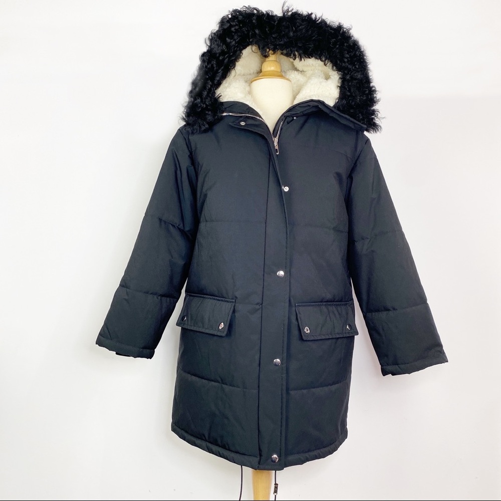 NWT Tory Burch Aaron black hooded sherpa lined puffer coat S